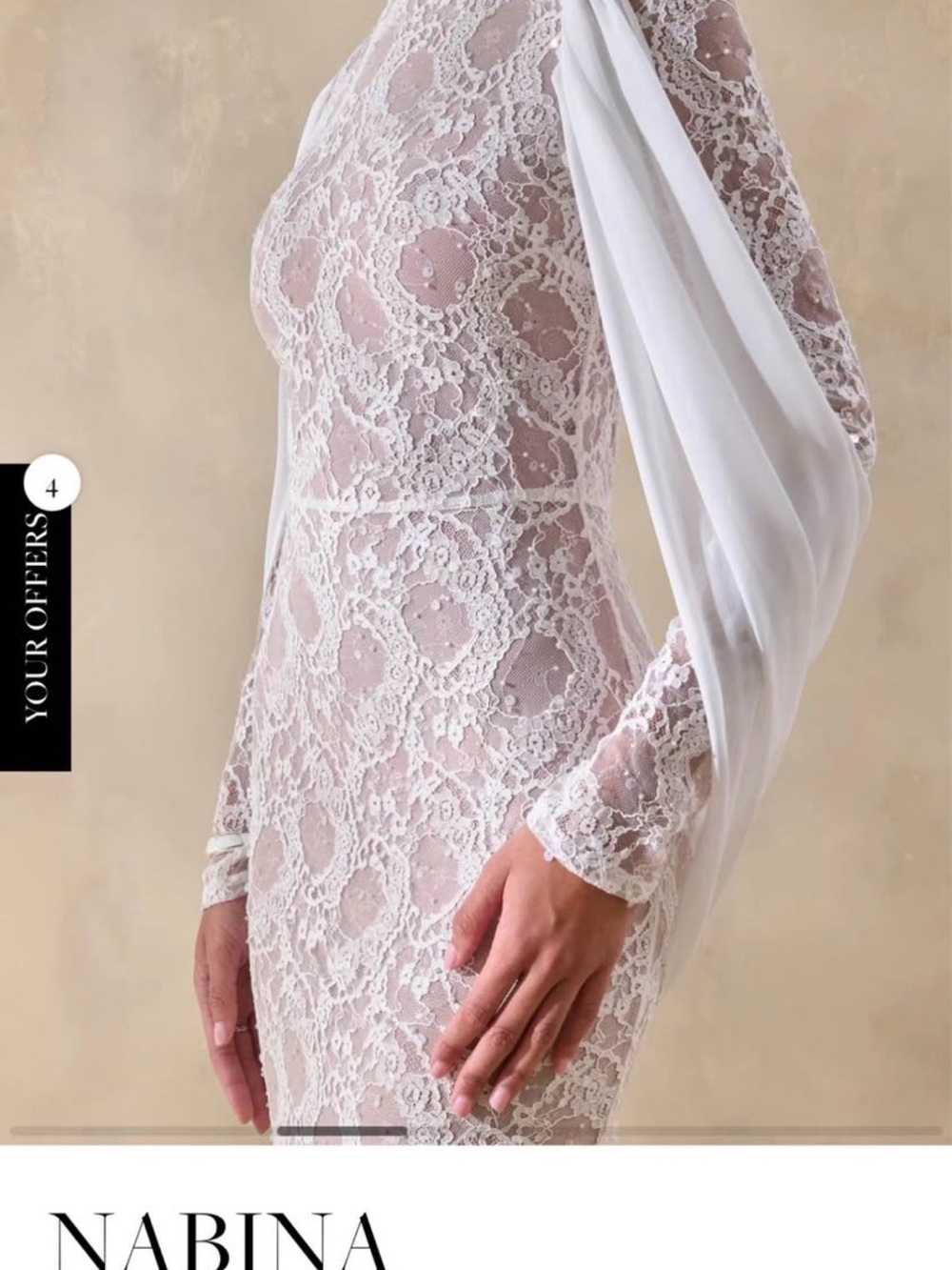 Sabina White Lace Long-Sleeve Sheer Overlay Dress